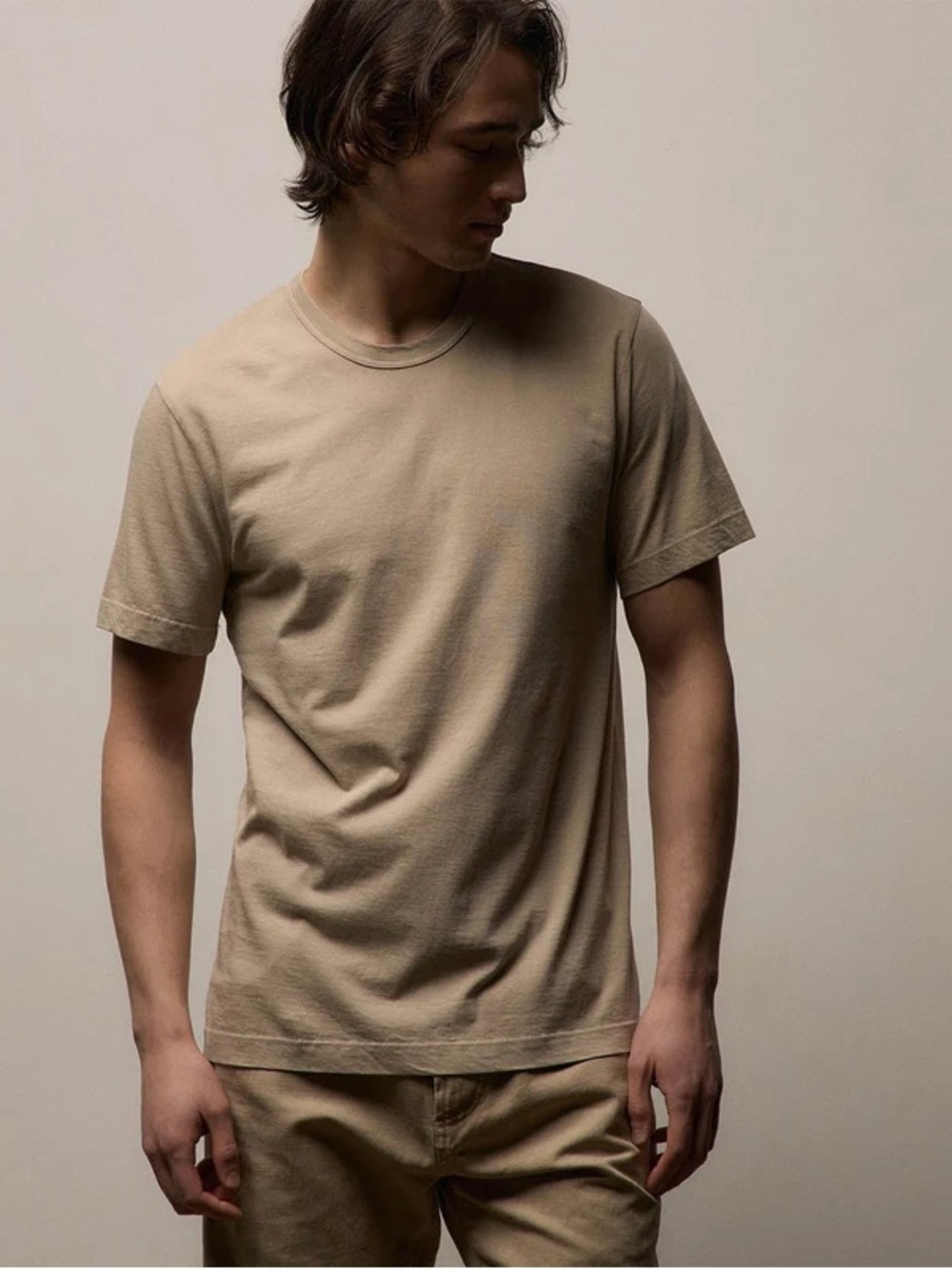 JAMES PERSE SHORT SLEEVE CREW NECK Combed Cotton Tan SIZE 4